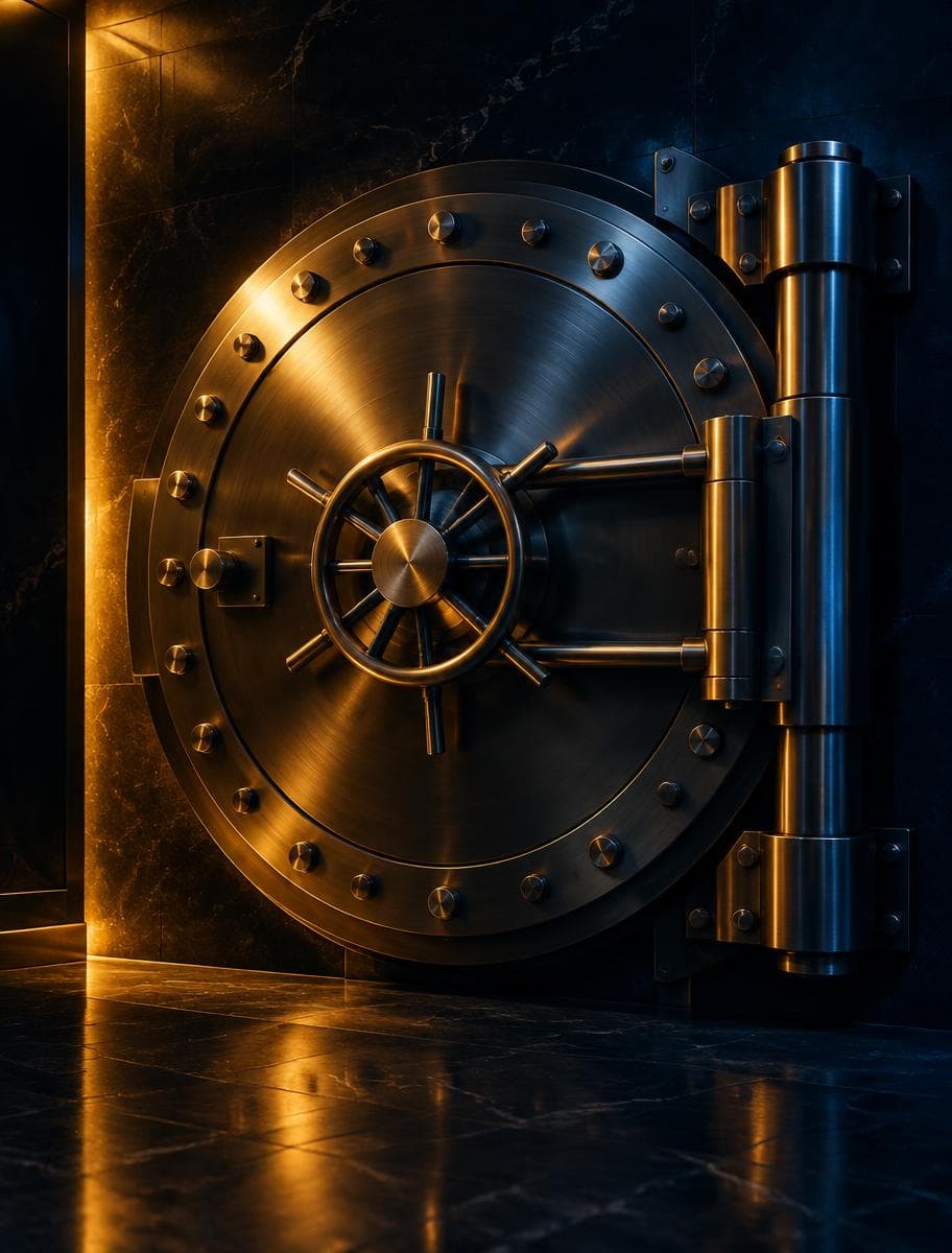 Illuminated steel vault door